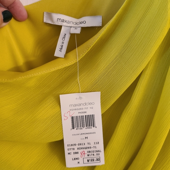 Green yellow one shoulder dress - Picture 2 of 2